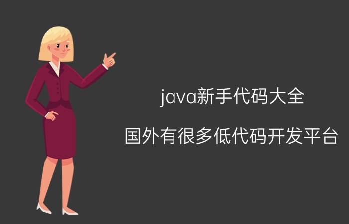 java新手代码大全 国外有很多低代码开发平台，国内有类似的平台吗？